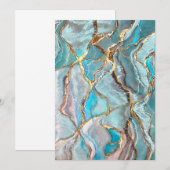 Türkisfarbene Geode Kintsugi Einladung (Vorne/Hinten)