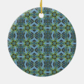 Türkisfarbene geometrische Pflanze abstrakter Kuns Keramik Ornament (Hinten)