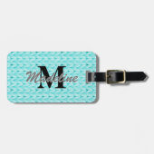 Türkisfarbene Gepäckmarke + Name, Monogramm Gepäckanhänger (Vorderseite horizontal)