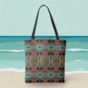 Türkisfarbene Gezeiten Abstrakter Stammes-Tote Tasche