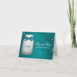 Türkisfarbene Glas Feuerkäfer Hochzeit Danke