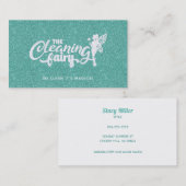 Türkisfarbene Glitzer Haus Reinigung Business Card Visitenkarte (Vorne/Hinten)