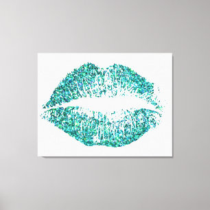 Türkisfarbene Glitzer Lippen #2 Leinwanddruck