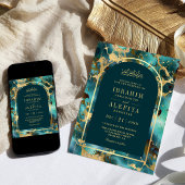 Türkisfarbene Goldmarmorhochzeit Einladung