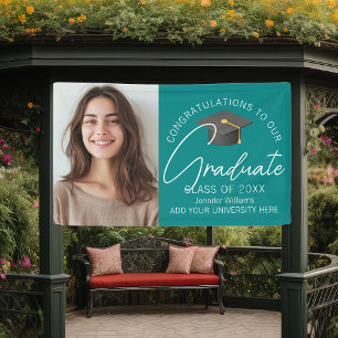 Türkisfarbene Gratulations-Absolventen-Foto-Abschl Banner