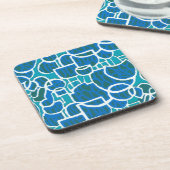 Türkisfarbene, grüne, blaukorkgedeckte Untersetzer (Linke Seite)