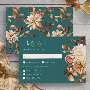 Türkisfarbene Herbstlaub-Blumen-RSVP-Karte RSVP Karte