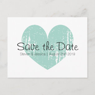 Türkisfarbene Herz-Save-the-Date-Postkarten Ankündigungspostkarte