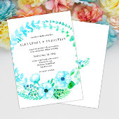 Türkisfarbene Hochzeit mit grüner Wasserfarbe Einladung