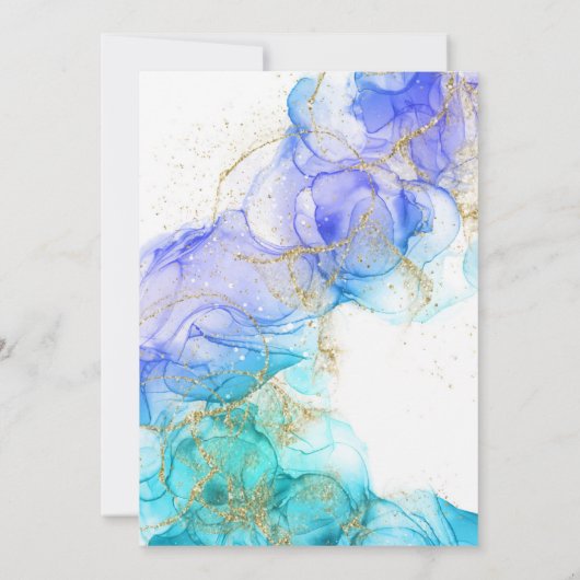 Türkisfarbene Hochzeit und Goldene Hochzeit Einladung (Rückseite)