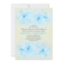 Türkisfarbene Hochzeitseinladung mit Hibiskus