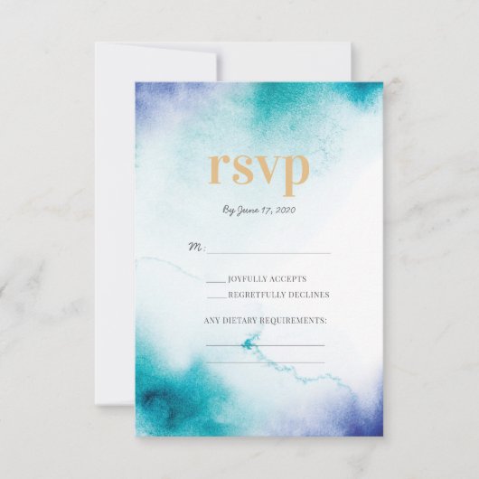 Türkisfarbene Hochzeitskarten RSVP Karte (Vorderseite)