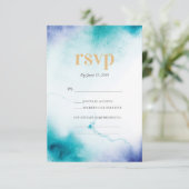 Türkisfarbene Hochzeitskarten RSVP Karte (Stehend Vorderseite)
