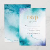 Türkisfarbene Hochzeitskarten RSVP Karte (Vorne/Hinten)