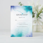 Türkisfarbene Hochzeitskarten RSVP Karte (Stehend Vorderseite)