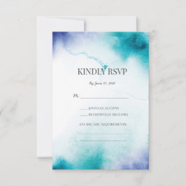 Türkisfarbene Hochzeitskarten RSVP Karte