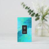 Türkisfarbene Imitate - Steinstruktur und Schwarz Visitenkarte (Stehend Vorderseite)