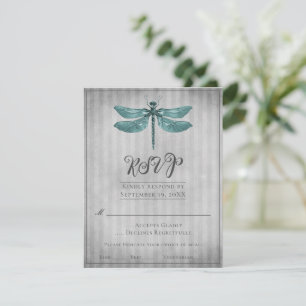 Türkisfarbene Juwelen-Libelle Hochzeits-RSVP RSVP Karte