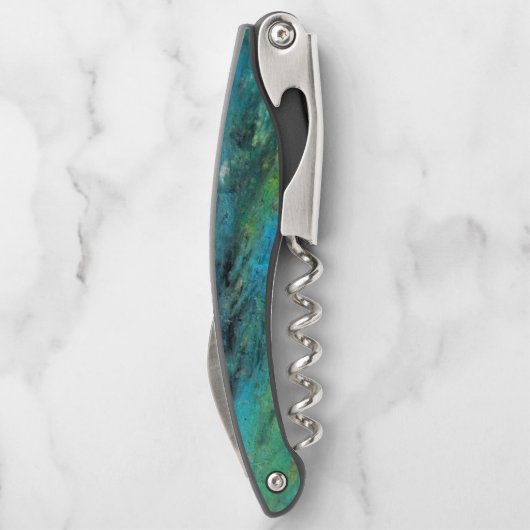 Türkisfarbene Korkschraube Kellnermesser (Rückseite)