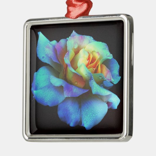 Türkisfarbene Krawatte Dyed Rose Ornament Aus Metall (Links)