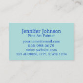 Türkisfarbene Künstlerin für Kunstmaler Tropffarbe Visitenkarte (Rückseite)