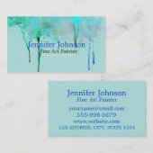 Türkisfarbene Künstlerin für Kunstmaler Tropffarbe Visitenkarte (Vorne/Hinten)