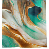 Türkisfarbene Küste Abstrakte Kunst Duschvorhang (Vorderseite)