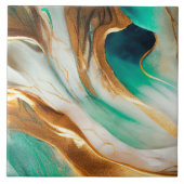 Türkisfarbene Küste Abstrakte Kunst Fliese (Vorderseite)