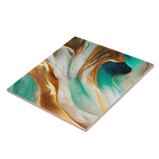 Türkisfarbene Küste Abstrakte Kunst Fliese (Seite)