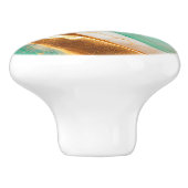 Türkisfarbene Küste Abstrakte Kunst Keramikknauf (Seitenansicht)