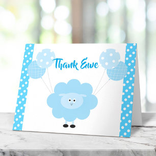 Türkisfarbene Lammballons Junge Baby Shower Süß Dankeskarte