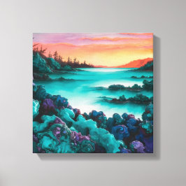 Türkisfarbene Landschaft mit alkoholfarbenem Detai Leinwanddruck