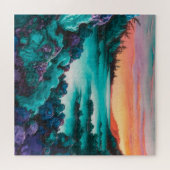 Türkisfarbene Landschaft mit alkoholfarbenem Detai Puzzle (Horizontal)