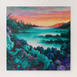 Türkisfarbene Landschaft mit alkoholfarbenem Detai Puzzle