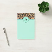 Türkisfarbene Leoparden-Monogramm-Schreibtisch-Pos Post-it Klebezettel (Büro)