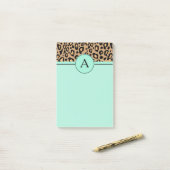 Türkisfarbene Leoparden-Monogramm-Schreibtisch-Pos Post-it Klebezettel (Auf Schreibtisch)