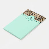 Türkisfarbene Leoparden-Monogramm-Schreibtisch-Pos Post-it Klebezettel (angewinkelt)