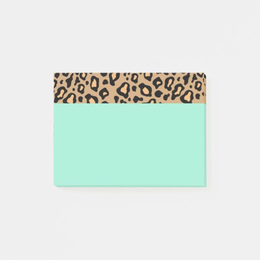 Türkisfarbene Leopardenmuster-Post-it-Notes Post-it Klebezettel (Vorderseite)