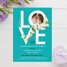 Türkisfarbene Liebe Valentine Foto Floral