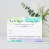 Türkisfarbene Lila Wasserfarben Gedenkveranstaltun Begleitkarte (Stehend Vorderseite)