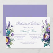 Türkisfarbene Lila Wildblume Peñon Probe Abendesse Einladung (Vorne/Hinten)