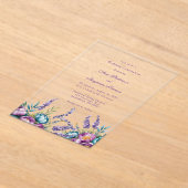 Türkisfarbene Lila Wildblumen Hochzeit Acryleinladungen (Ablage )