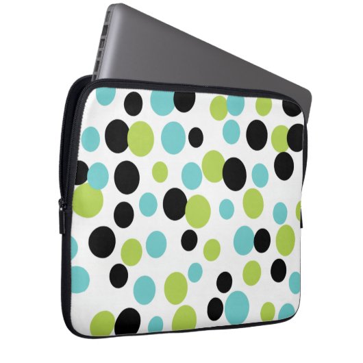 Türkisfarbene Limone Punkte Laptop-Sieb Laptopschutzhülle (Vorne Rechts)