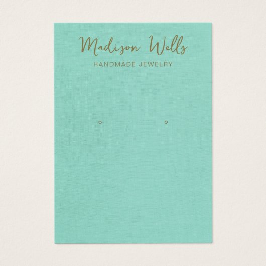 Türkisfarbene Linen Earring Display Holder (Vorderseite)