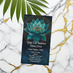 Türkisfarbene Lotusblüte Elegantes Zen-Yoga-Spa-Ge Visitenkarte