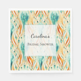 Türkisfarbene Mandarine Abstrakt Jewel Brautparty Serviette