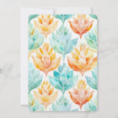 Türkisfarbene Mandarine Abstrakte Blumenhochzeit Einladung (Rückseite)