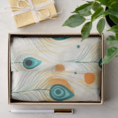 Türkisfarbene Mandarine Chic Peacock Feathers Seidenpapier (Geschenk)