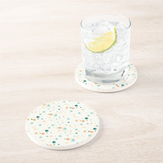 Türkisfarbene Mandarine Dots Getränkeuntersetzer (Seite)