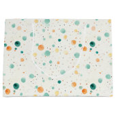 Türkisfarbene Mandarine Dots Große Geschenktüte (Vorderseite)